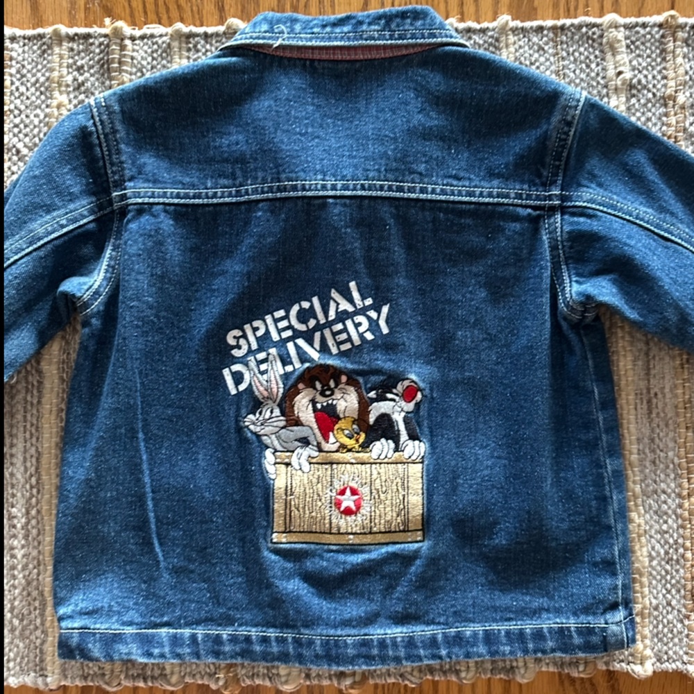 Kids Denim Jacket with Cartoon Embroidery